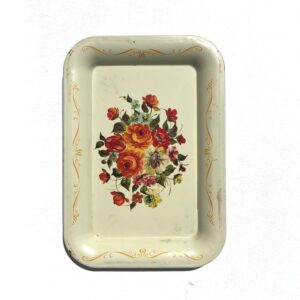 Small Cream Floral Rolling Tray – Vintage
